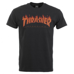 Thrasher T-shirt Flame Halftone Black L size